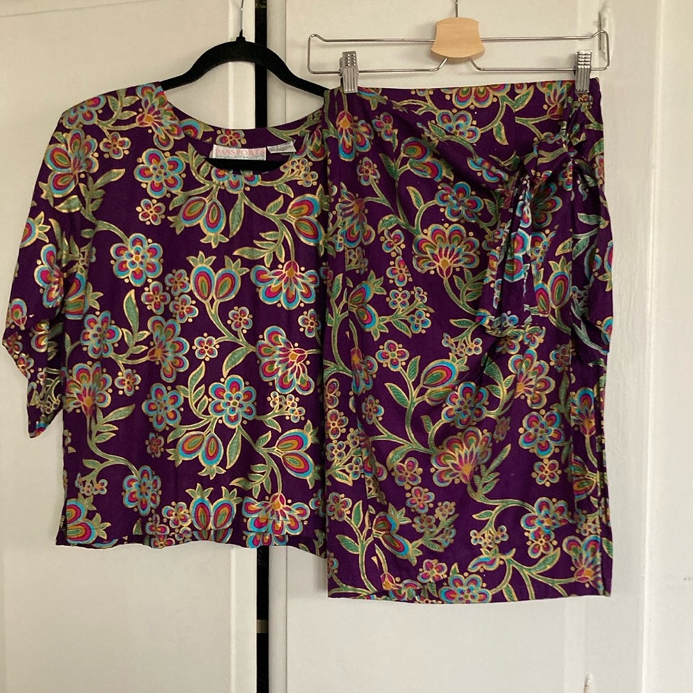 Purple Floral Skirt Set
